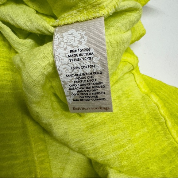 Soft Surroundings Neon Yellow Gauze Crochet Back Top size L nwt - Picture 10 of 10